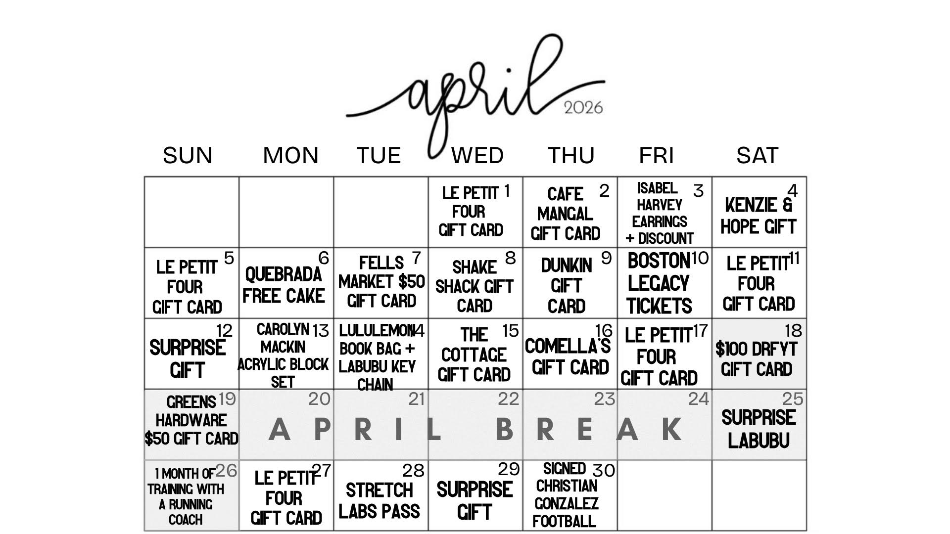 April Raffle — Class of 2028